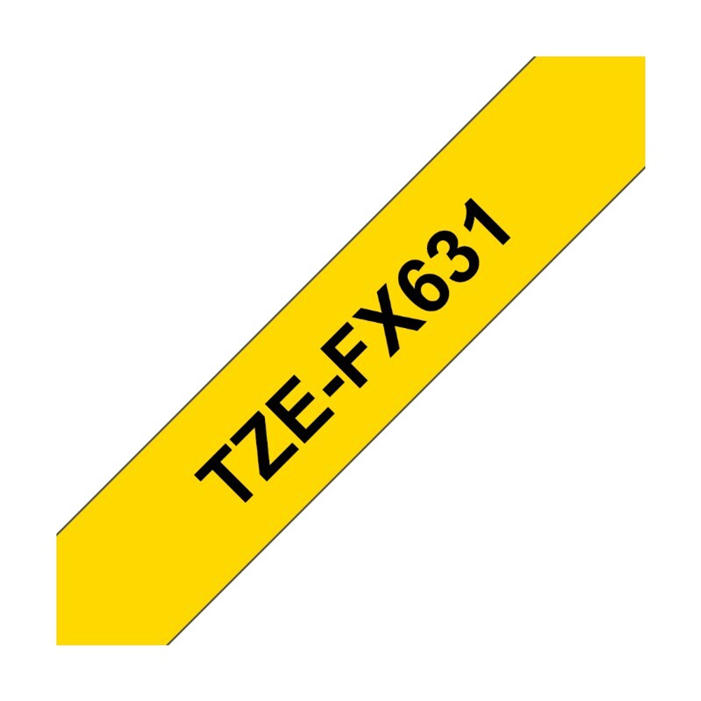 Brother TZE-FX631 кассета с лентой для печати наклеек (эластичная), чёрный шрифт на жёлтой основе, 12мм*8м