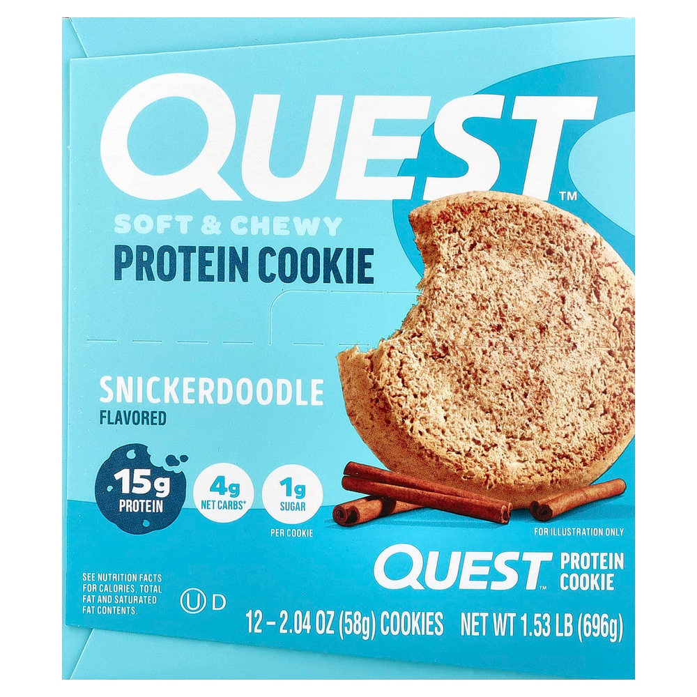 Quest Nutrition, протеиновое печенье, со вкусом печенья сникердудл, 12 шт по 58 г (2,04 унции)