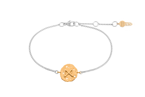 Браслет с руническим медальоном-амулетом Дагаз на цепочке, позолота