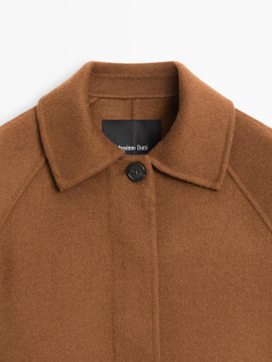 Massimo Dutti Короткое пальто из смесовой шерсти с рукавами реглан, карамельный
