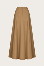 ЮБКА-МАКСИ С КОКЕТКОЙ ИЗ КОРИЧНЕВОГО ХЛОПКА