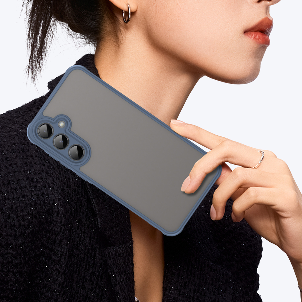 Защитный чехол с синими боковыми рамками для Samsung Galaxy A55 5G, задняя крышка тонированная прозрачная