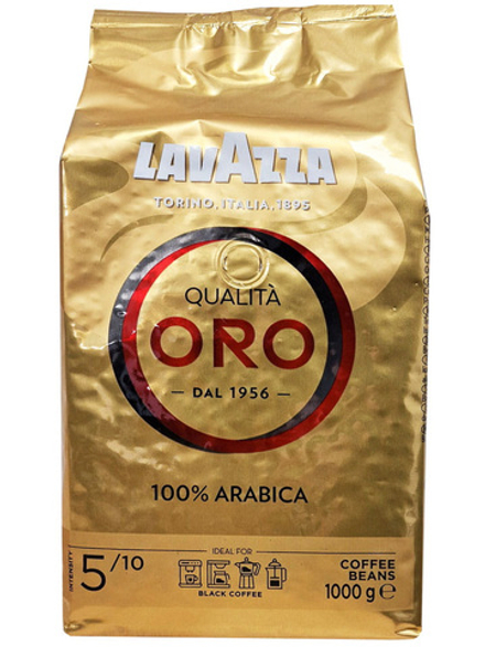 Кофе в зернах Lavazza Qualita ORO 1000 г, шесть отборных зерен арабики, для нежного и кремового эспрессо, из Финляндии