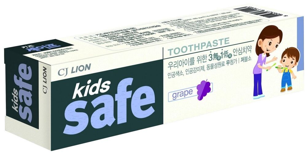 Зубная паста CJ Lion Kids Safe виноград 3-12 лет, 90 г 3 уп