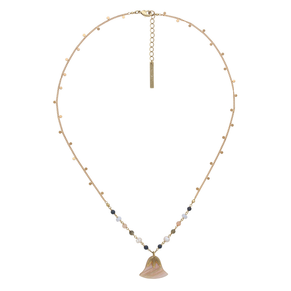 Колье Franck Herval, Palma, с перламутром, жемчугом, халцедоном, лазуритом, лунным камнем и лабрадор