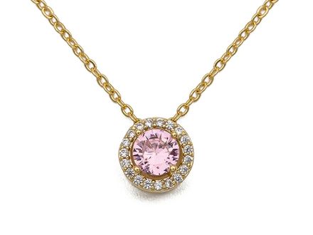 Кулон "Круглый с розовым кристаллом" на цепочке