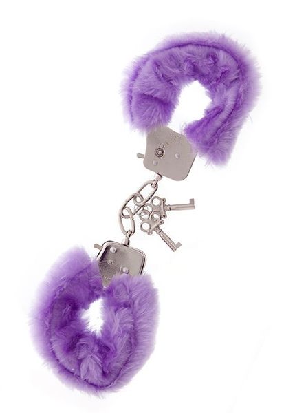 Фиолетовые меховые наручники METAL HANDCUFF WITH PLUSH LAVENDER