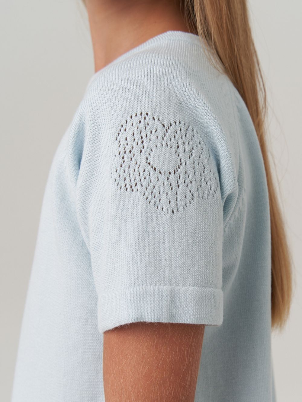 Джемпер для девочки с коротким рукавом AT1083 голубой