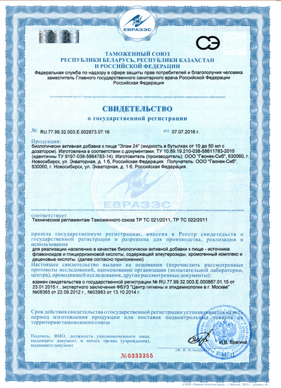 Свидетельство о государственной регистрации