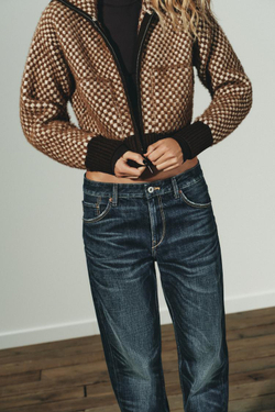 ZARA БОМБЕР С ВЫСОКИМ ВОРОТНИКОМ, КОРИЧНЕВЫЙ