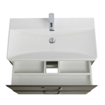 Подвесная тумба с раковиной Belbagno DUE, 80 см Оружейная сталь DUE-800-2C-SO-GM-P + BB-8076-3-80