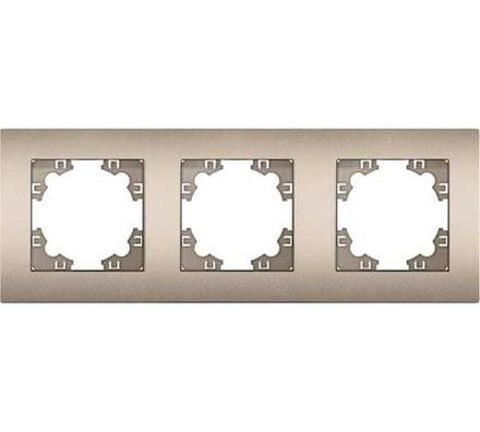 Рамка трехместная горизонтальная "UNIVersal" серия "Афина" шампань (еврослот) (HU2330)