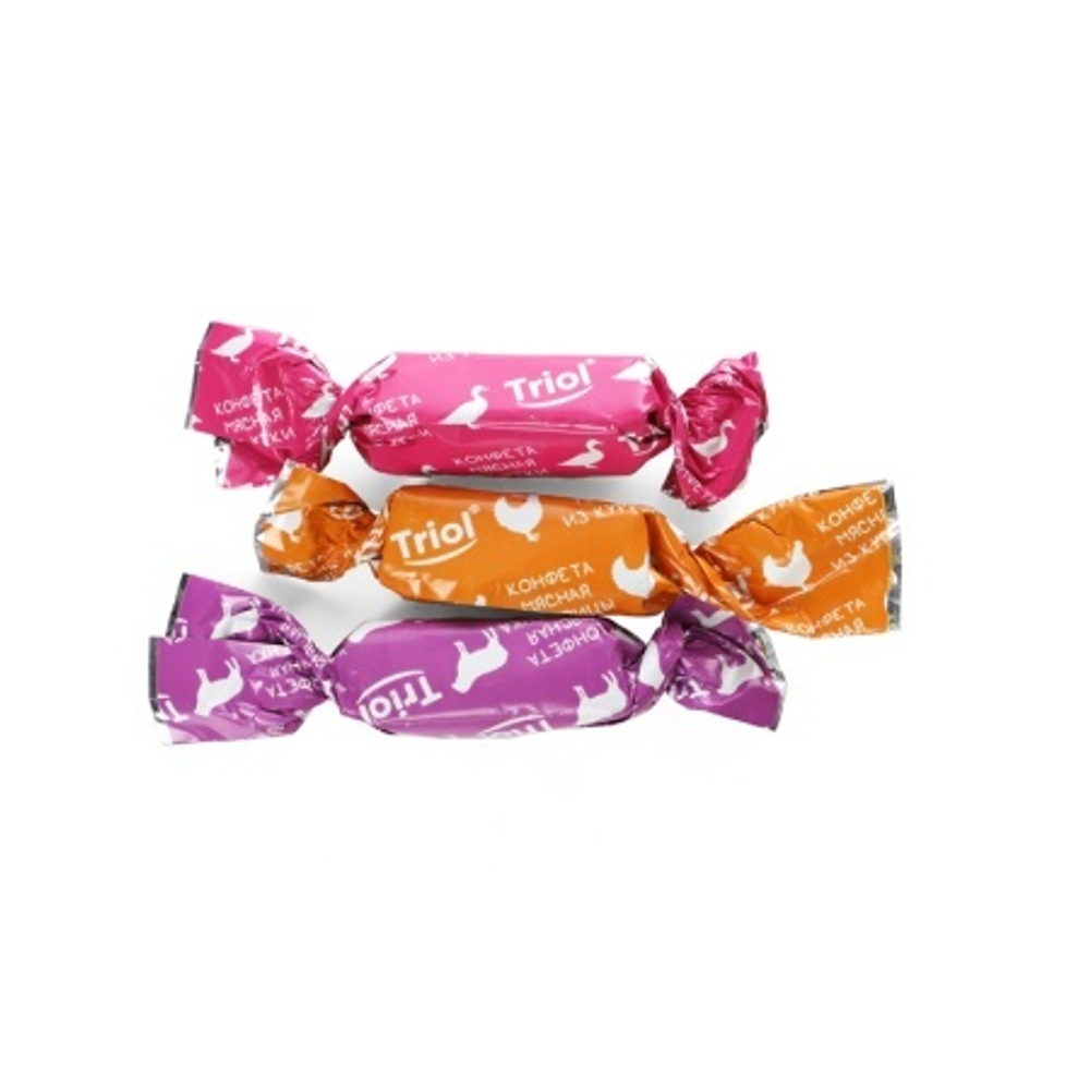 Лакомство для собак Конфеты мясные из курицы, утки, ягненка, 70г серия FUN FOOD, Triol