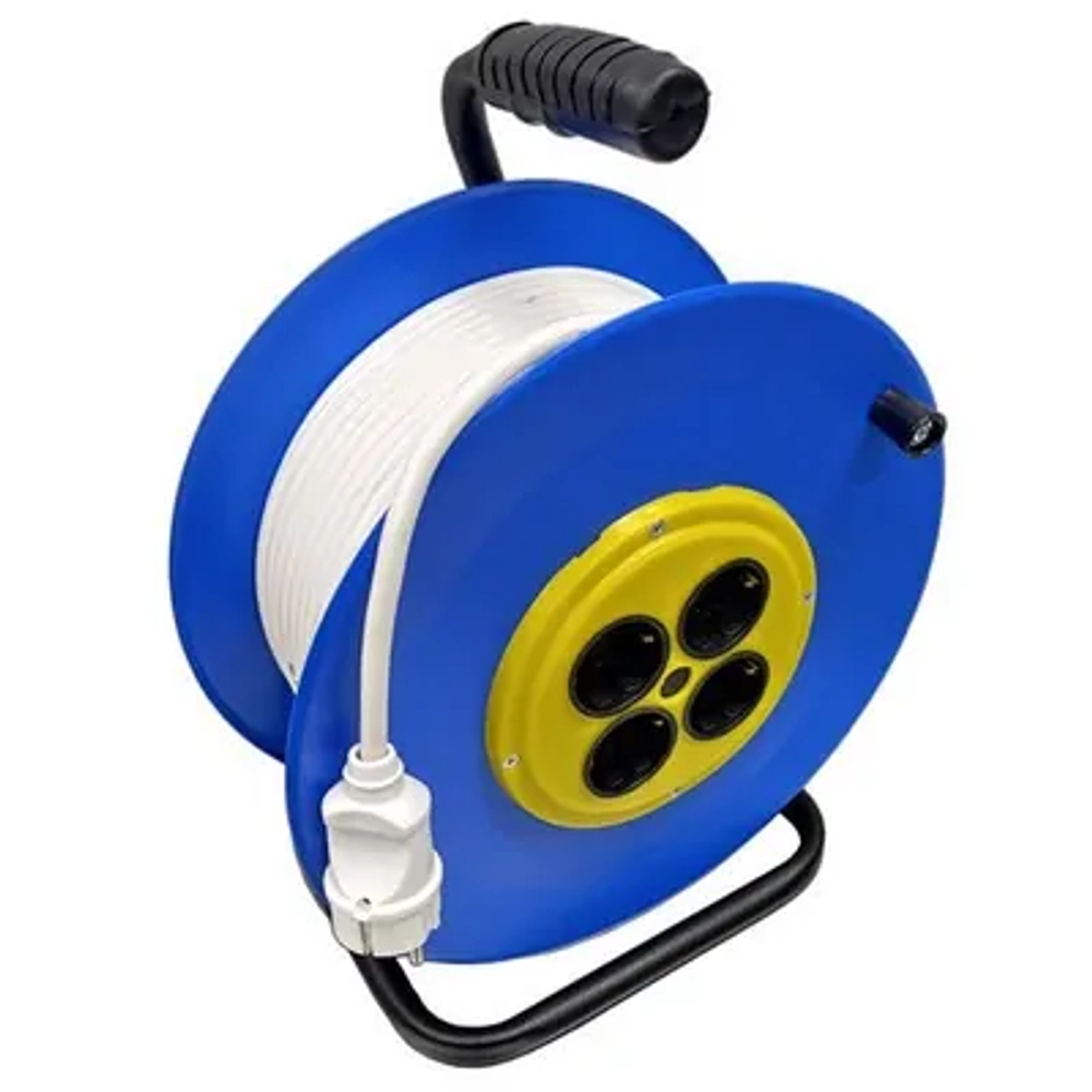 Удлинитель 4х50м ПВС 3х2,5 на металлической катушке IP44 с боковой вилкой