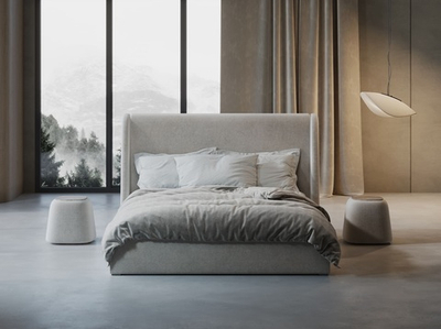 Кровать Камилла в бежевом велюре-букле 180