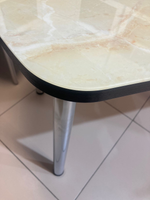 Стол разд Стеклянный подстолье прямое хром Царг.пояс венге Ст-ца мрамор бежевый (венге)