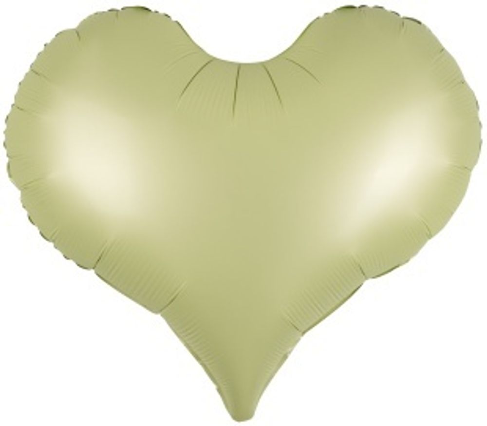 К Шар (24''/61 см) Сердце, Люкс, Оливковый, Сатин (БГ-)