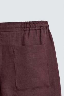 ZARA ШОРТЫ RELAXED FIT ИЗ 100% ЛЬНА, БОРДОВЫЙ