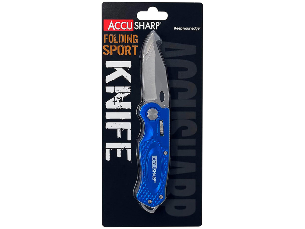 Нож складной AccuSharp Folding Sport Knife, нержавеющая сталь, рукоять алюминий, синий