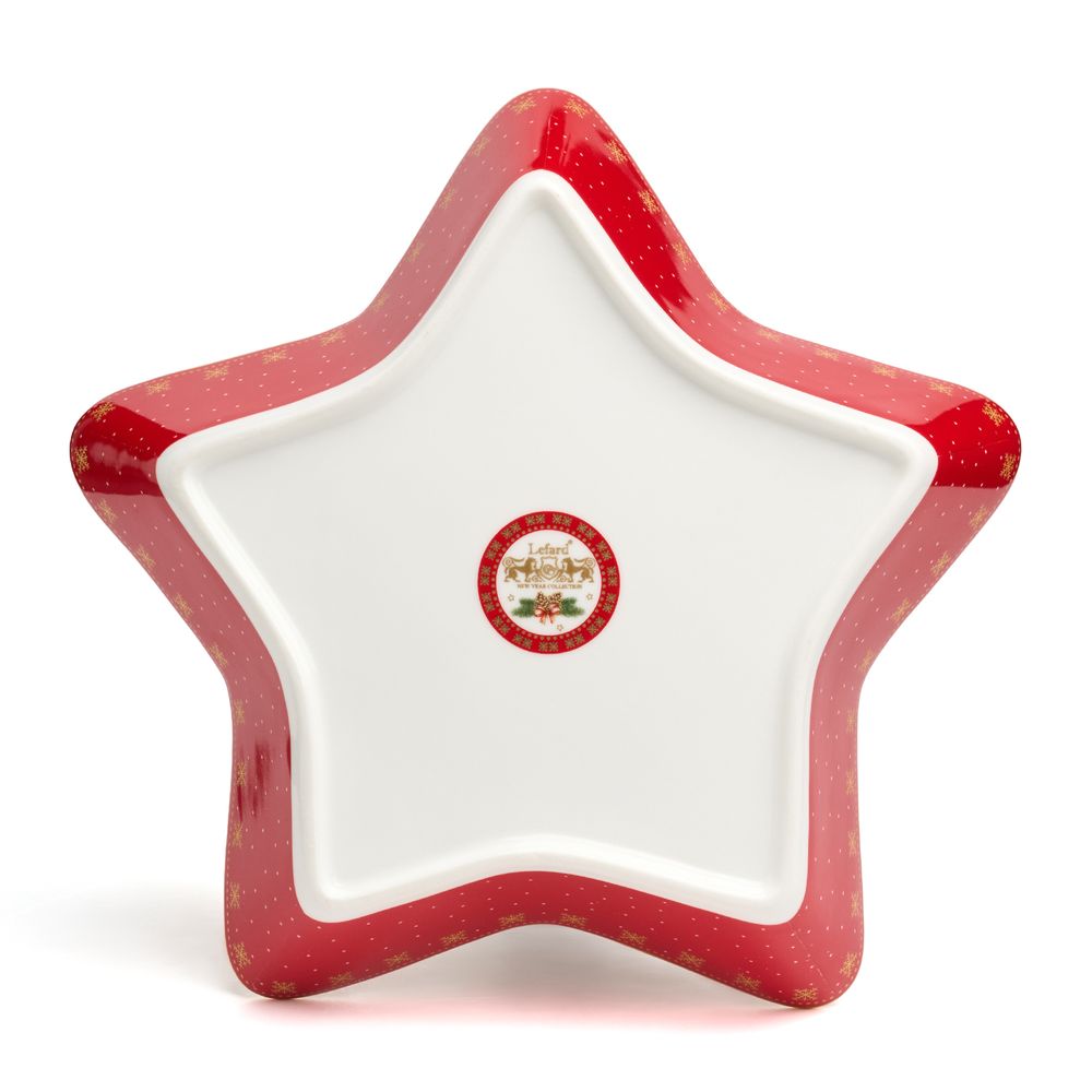 БЛЮДО-ЗВЕЗДА LEFARD "ДЕД МОРОЗ" 28*28*5 СМ КРАСНОЕ (КОР=8ШТ.)