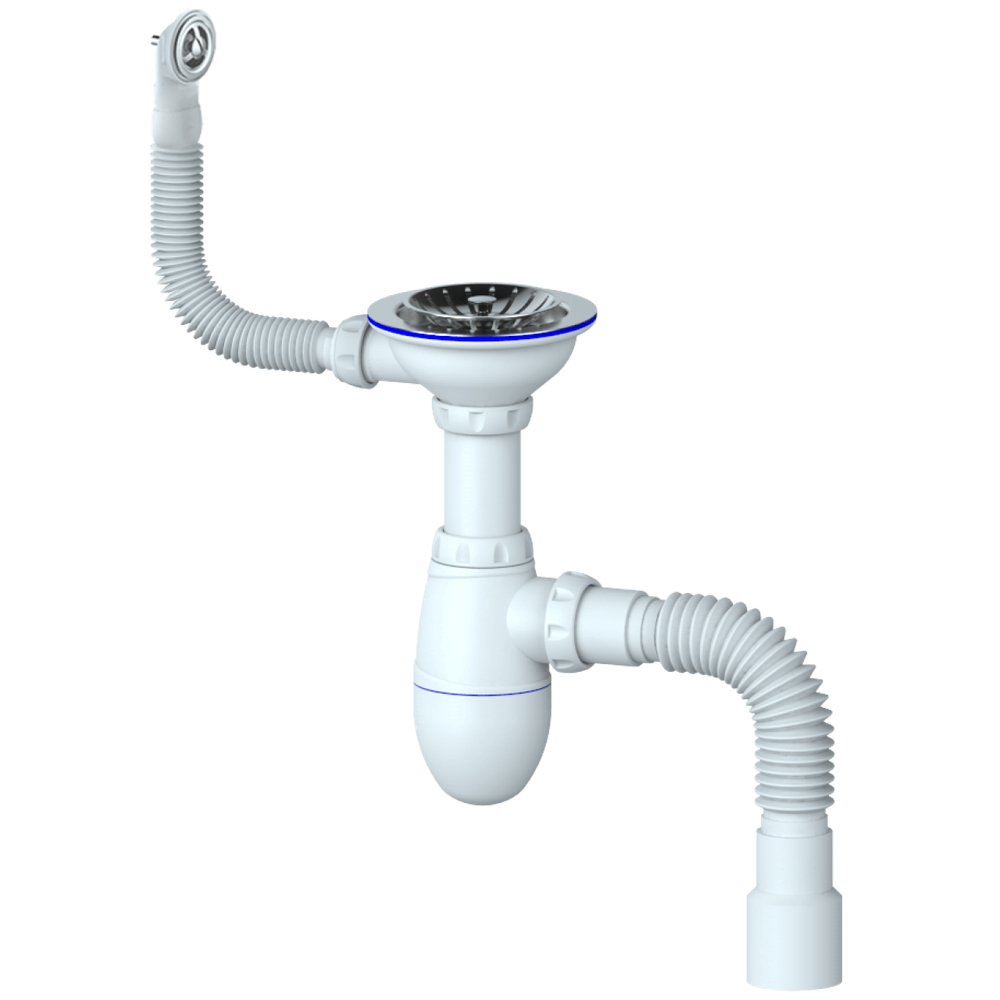 Сифон UNICORN для мойки с выпуском 1 1/2 (Ø40) круглый перелив, чаша Ø115, ручка-латунь B426