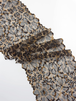 Эластичное кружево леопардовое ширина 22 см ОТРЕЗ 1.3 м