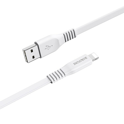 Кабель Borofone BX23 USB-Lightning 2.4А 1м плоский PVC White