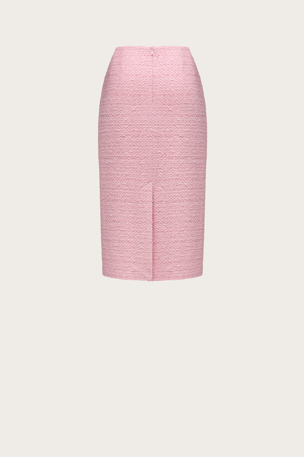 Юбка-карандаш из розового хлопкового твида