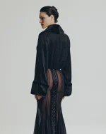 Пиджак с мехом из бисера М, Черный