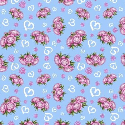 Романтичные пионы на голубом фоне