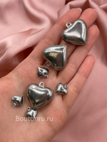 Подвеска/кулон металлический в форме сердца серебристый