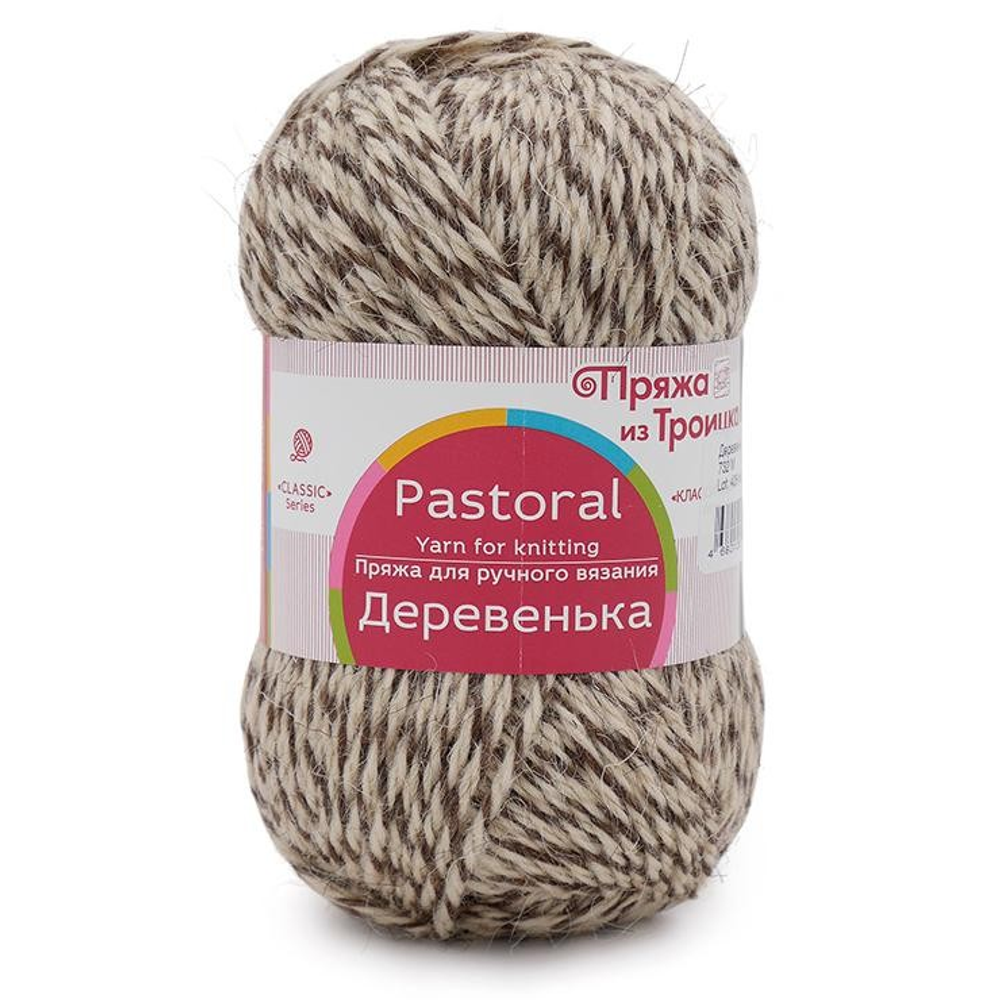 Пряжа &quot;Деревенька&quot;, 100% Шерсть, 100гр, 170 м, серо-бежевый
