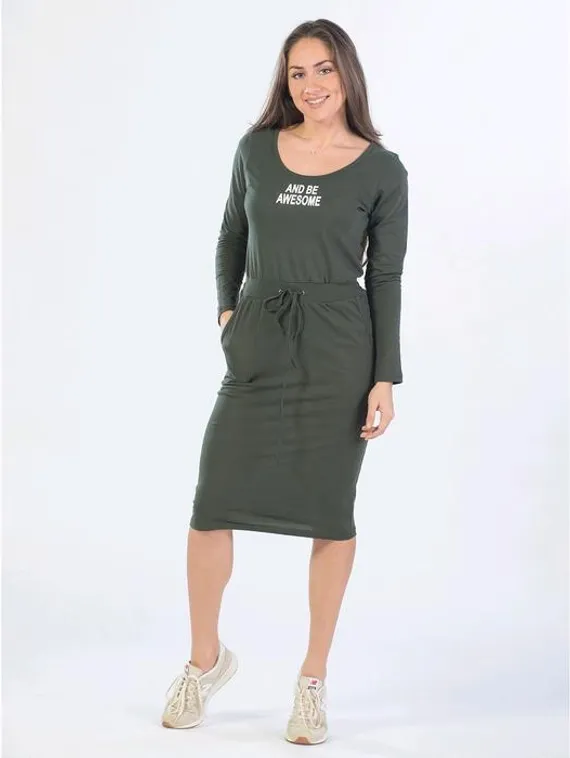 Платье женское, размер 42, цвет хаки