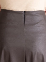Юбка кожаная трапеция миди
