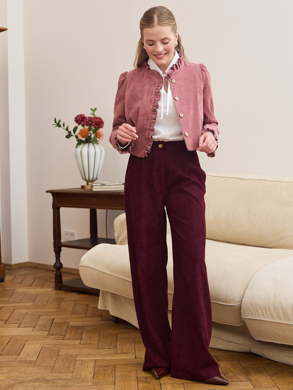 Брюки палаццо вельветовые