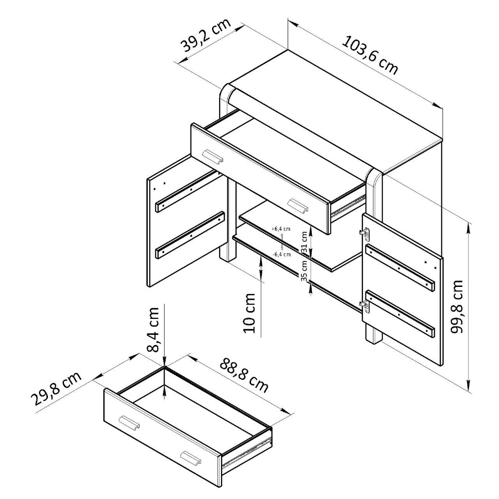 Комод Мадейра из массива сосны с дубовыми ручками, серый