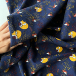 Фланель Лисички на темно-синем фоне (БРАК)