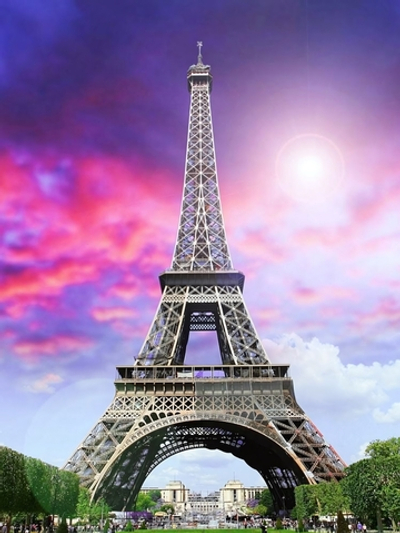 Алмазная мозаика 17*22см. с подр. "Солнце над Парижем" с полным заполн. 17цв. (Арт. НД-0724)