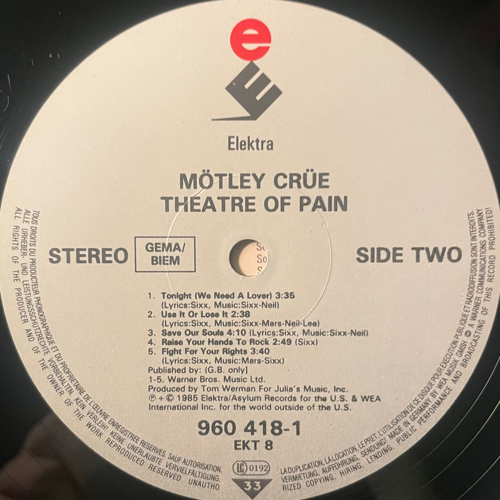 Motley Crue ‎– Theatre Of Pain (Германия)