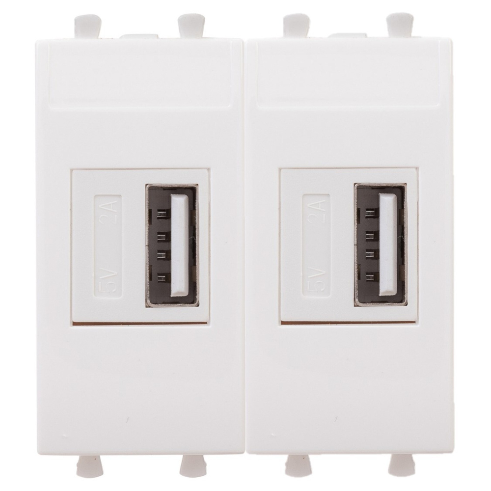 USB зарядное устройство модульное, "Avanti", "Белое облако", 2 модуля