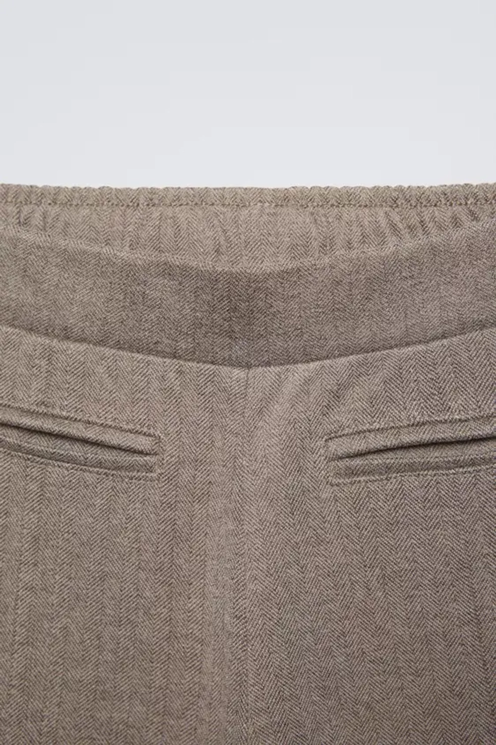 ZARA БРЮКИ ПРЯМОГО КРОЯ В ЕЛОЧКУ, СЕРОВАТО-КОРИЧНЕВЫЙ