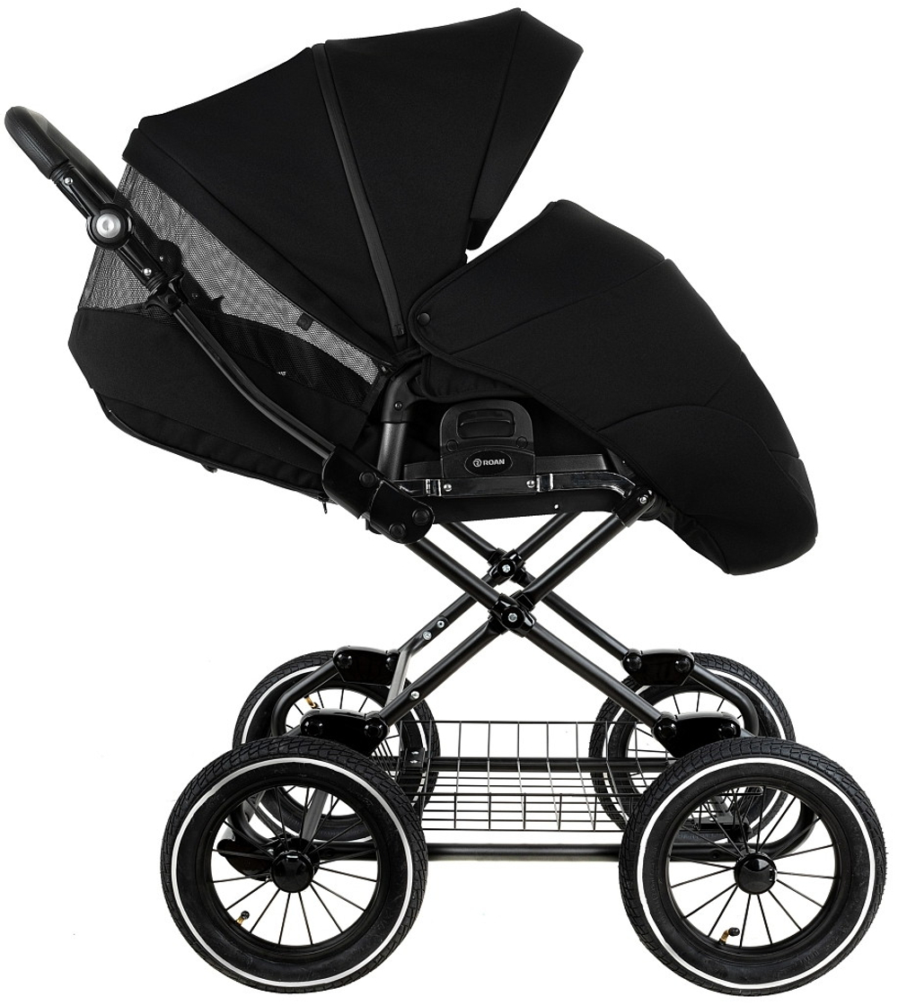 Детская коляска Roan Bass Next Classic d12 2.0 3 в 1 с автокреслом Pituso Santiso Pro Black BNC/85/2 Caviar/Black/руч.Cappuccino