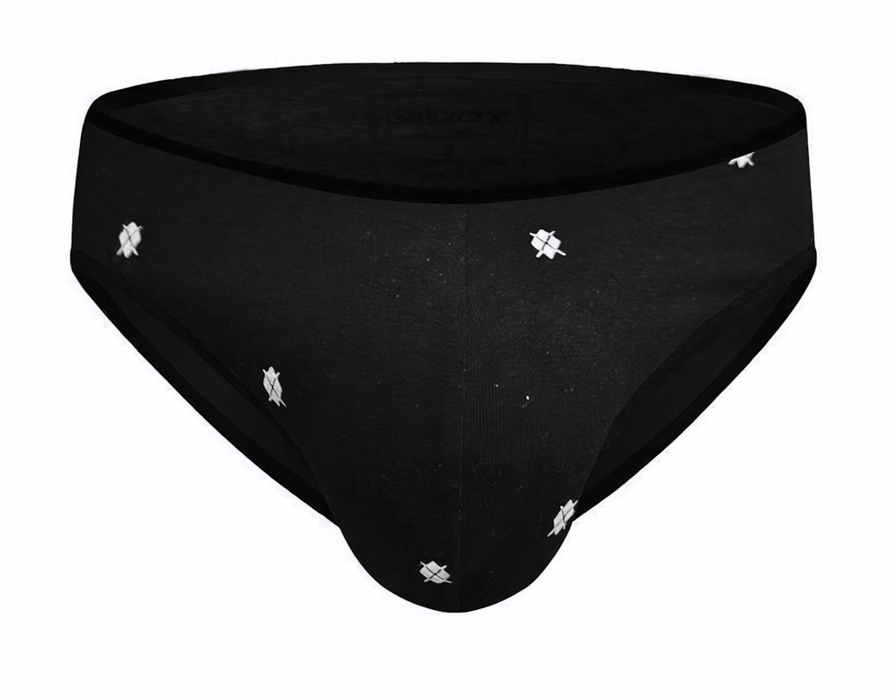 Черные трусы-слипы с контрастными мелкими ромбами (Размер: S) (Цвет: черный)