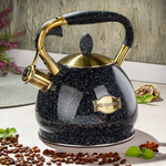 Чайник нерж, 3 л, свист, черный, ручка с покрытием, нейлон, Daniks, GS-04517G