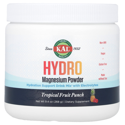 KAL, Hydro Magnesium Powder, пунш из тропических фруктов, 268 г (9,4 унции)
