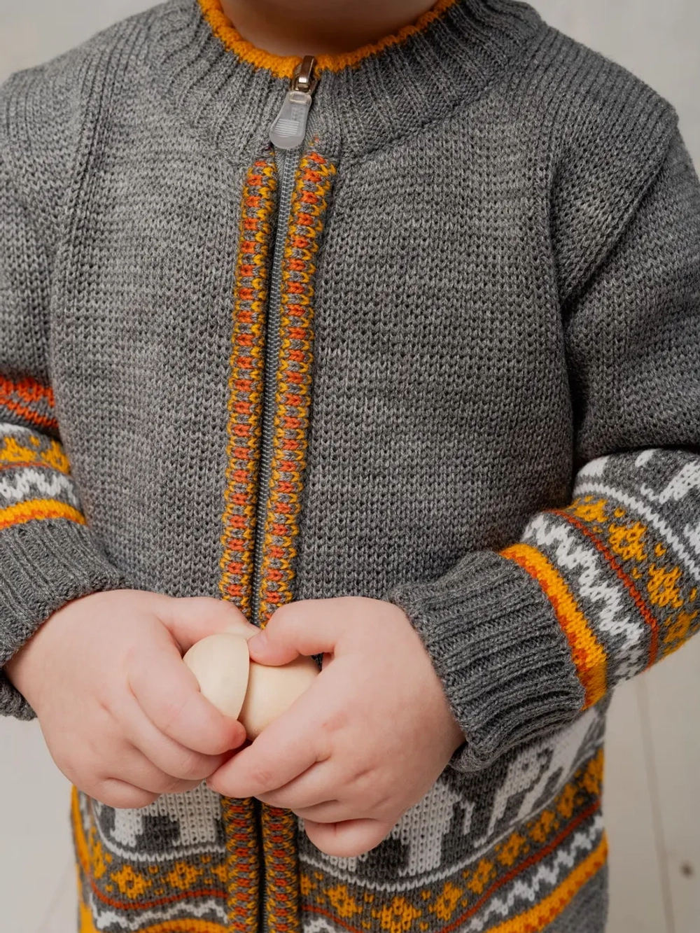 Вязаный комбинезон для новорожденных и малышей на молнии