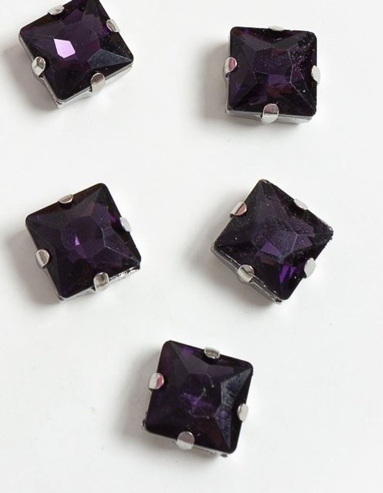 Стразы пришивные стекло в оправе, ш. 12 мм, темно-сиреневый