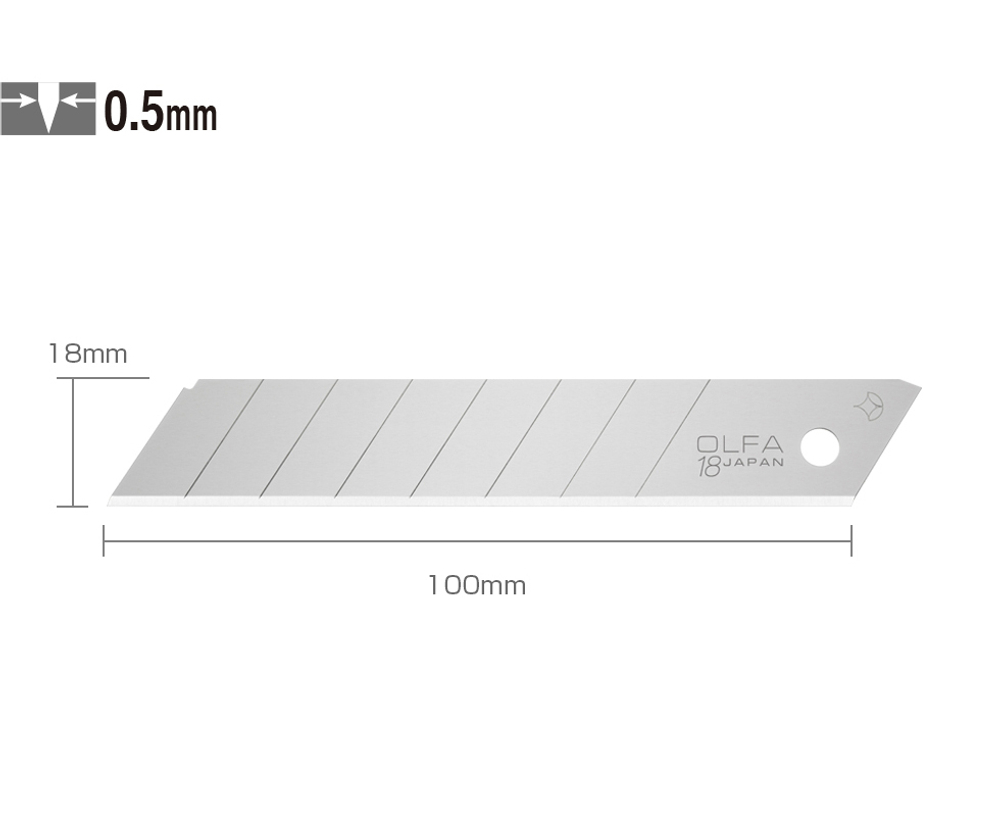 Лезвие OLFA сегментированное, 18 мм, 10шт, в боксе OL-LB-10