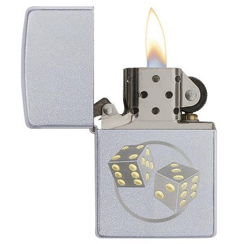 Зажигалка серебристая матовая Zippo Classic с покрытием Satin Chrome