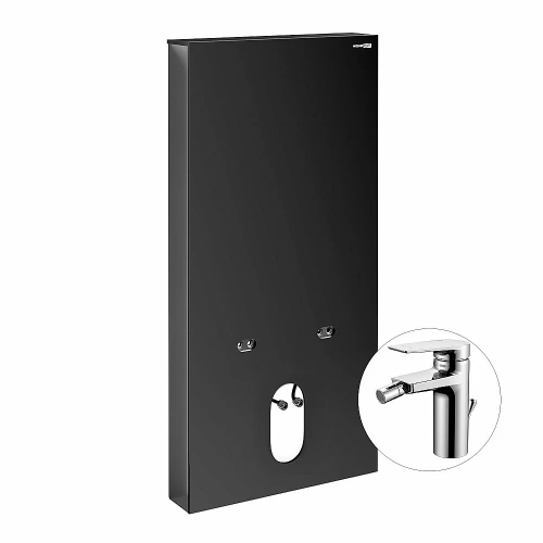 Инсталляция для биде со смесителем WasserKraft Naab 86BDT.050.BL.SQ3206 черная панель/смеситель хром